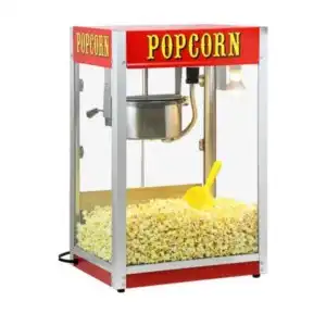 Theater-style popcorn machine with fresh popcorn